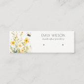 シックなイエロー春ワイルドフラワービーイヤリングディスプレイ スキニー名刺 (正面)