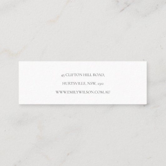 シックなイエロー春ワイルドフラワービーイヤリングディスプレイ スキニー名刺 (裏面)