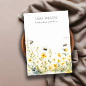 シックなイエロー春ワイルドフラワービーネックレスディスプレイ 名刺