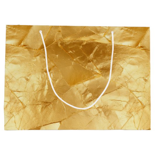 シックなイエロー金ゴールドグ結婚ラムズ ラージペーパーバッグ (裏面)