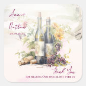 シックなインスパイアワイナリーヴィンヤード結婚ズサンキュー スクエアシール (正面)