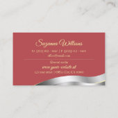 シックなインディアンレッドとウェーブシルバーの装飾の革新的 名刺 (裏面)