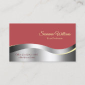 シックなインディアンレッドとウェーブシルバーの装飾の革新的 名刺 (正面)