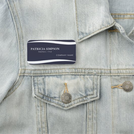 シックなインディゴダークブルーホワイト:プロフェッショナルエレガンス 名札 (インサイチュ)