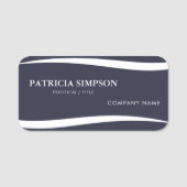 シックなインディゴダークブルーホワイト:プロフェッショナルエレガンス 名札 (正面)