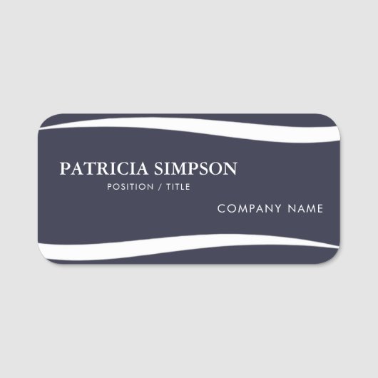シックなインディゴダークブルーホワイト:プロフェッショナルエレガンス 名札 (正面)