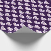 シックなインディゴピンクブルーフラワーパターン(の模様が)あるハート ラッピングペーパー (角)