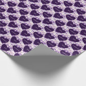 シックなインディゴピンクブルーフラワーパターン（の模様が）あるハート ラッピングペーパー (角)