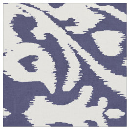 シックなインディゴブルーとホワイトイカットの部族模様 ファブリック