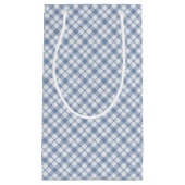 シックなインディゴブルーホワイト名門私立校風のチェックスモール抱き枕 スモールペーパーバッグ (正面)