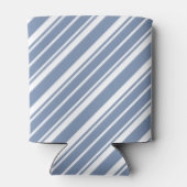 シックなインディゴブルー、ホワイトチキングストライプクーラーボックス 缶クーラー (裏面)