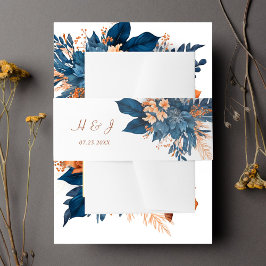 シックなインディゴラストモノグラム結婚ズ 招待状ベリーバンド