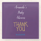 シックなインディゴ金ゴールドカラーミニマリスト赤ちゃんシャワー ガラスコースター (正面)