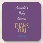 シックなインディゴ金ゴールドカラーミニマリスト赤ちゃんシャワー コースター (正面)