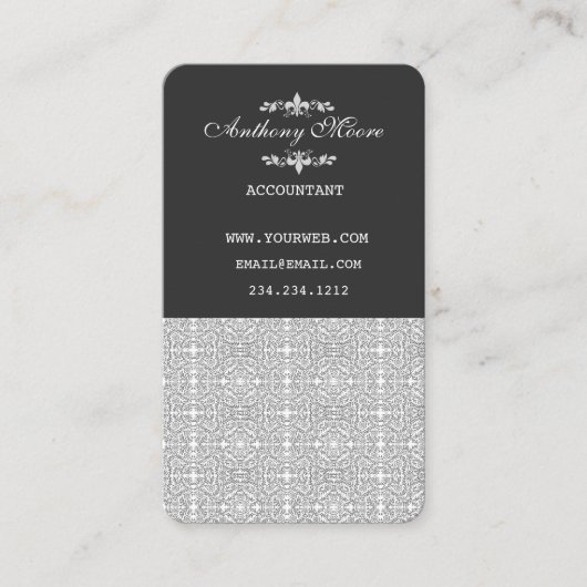 シックなインプレスパターンモダンヴィンテージダマスク 予約カード (正面)