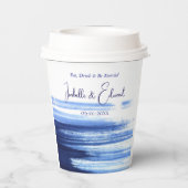 シックなウェディングレセプションテーブルデコールネイビーウォーター色 紙コップ (裏面)