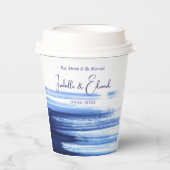 シックなウェディングレセプションテーブルデコールネイビーウォーター色 紙コップ (正面)
