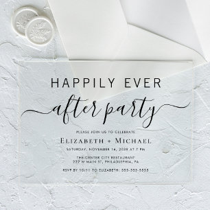 シックなウェディングレセプション後のパーティー アクリル招待状