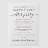 シックなウェディングレセプション日付を保存 ベラム紙招待状 (正面)