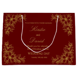 シックなウェディング華美デイフレームと花 ラージペーパーバッグ