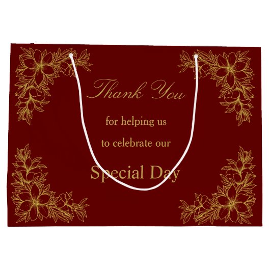 シックなウェディング華美デイフレームと花 ラージペーパーバッグ (裏面)