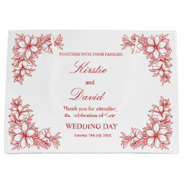 シックなウェディング華美デイフレームと花 ラージペーパーバッグ