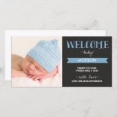 シックなウェルカム男の赤ちゃん誕生のお知らせ 案内状 (正面/裏面)