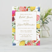 シックなウォーターカラーガーデンフラワーズブライダルシャワー 招待状 (スタンド正面)