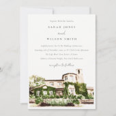 シックなウォーターカラーグリーンワイナリーヴィネヤードズ結婚ズ 招待状 (正面)