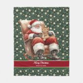 シックなウォーターカラーサンタクロースが家族のためにスロー フリースブランケット (正面)