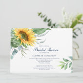 シックなウォーターカラーサンフラワーグリーンブライダルシャワー 招待状 (スタンド正面)