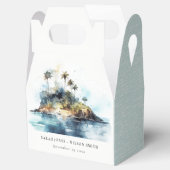 シックなウォーターカラーシースケープパームツリーアイランド結婚ズ フェイバーボックス (オープン)