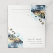 シックなウォーターカラーシースケープパームツリーアイランド結婚ズ プレイスカード (外部開封)