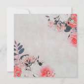 シックなウォーターカラーピンクベージュクリームフローラブーケ セーブザデート (裏面)