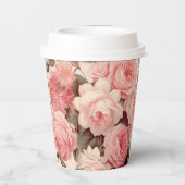 シックなウォーターカラーピンクローズ 紙コップ (裏面)