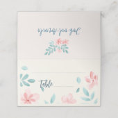 シックなウォーターカラーピンク結婚のデコール座席表 プレイスカード (外部開封)