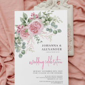 シックなウォーターカラーピーニーエレガンス結婚式招待状 招待状