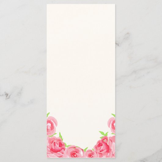 シックなウォーターカラーフラワーズダービーブライダルシャワー メニュー (裏面)