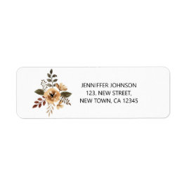 シックなウォーターカラーフラワー差出人住所ラベル ラベル