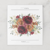 シックなウォーターカラーブルゴーニュアイボリーラストフローラ結婚ズ プレイスカード (外部開封)