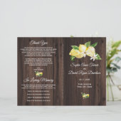 シックなウォーターカラーホワイトフローラウッド結婚式 プログラム (スタンド正面)