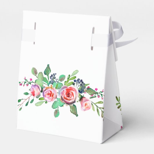 シックなウォーターカラーモノグラムフローラ結婚式の引き出物ボックス フェイバーボックス (裏面サイド)