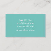 シックなウッドブルーターコイズとホワイトライター 名刺 (裏面)