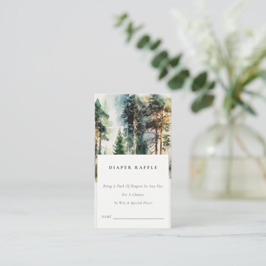 シックなウッドランドの森おむつラッフルベビーシャワー エンクロージャーカード (スタンド正面)