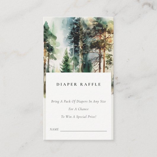 シックなウッドランドの森おむつラッフルベビーシャワー エンクロージャーカード (正面)