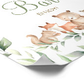 シックなウッドランドアニマルズグリーンリーデザートバーサイン ポスター (角)