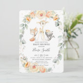 シックなウッドランドイエローフローラグリーンリーベビーシャワー 招待状 (スタンド正面)