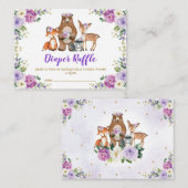 シックなウッドランドパープルフローラベビーおむつラッフル エンクロージャーカード (正面/裏面)