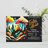 シックなウッドランドフォレストベビーシャワー 招待状 (スタンド正面)