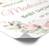 シックなウッドランド動物の緑のフローラウェルカムサイン ポスター (角)